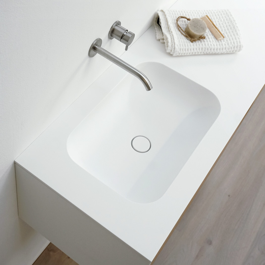 Clay CURVE rounded oval Solid surface HI-MACS made to measure washbasin