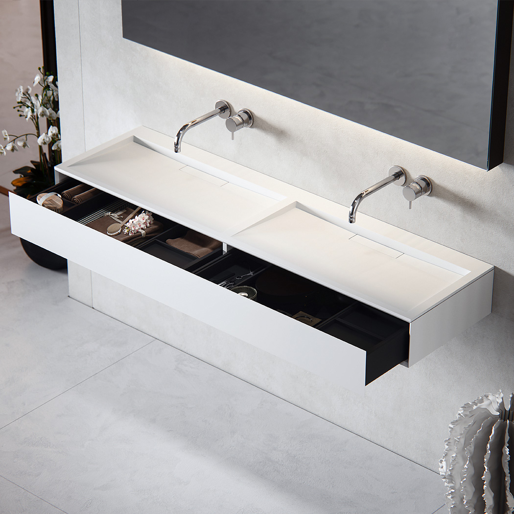 Clay FLOW rectangular Solid surface made to measure washbasin